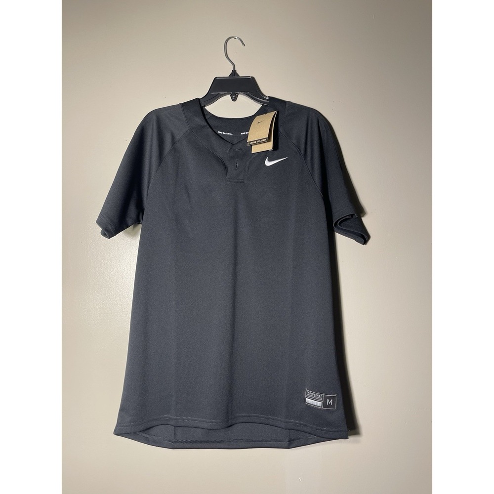 Nike Stock Vapor Select 2-Button Baseball Jersey Mens M Black DX9156-010 NWT
